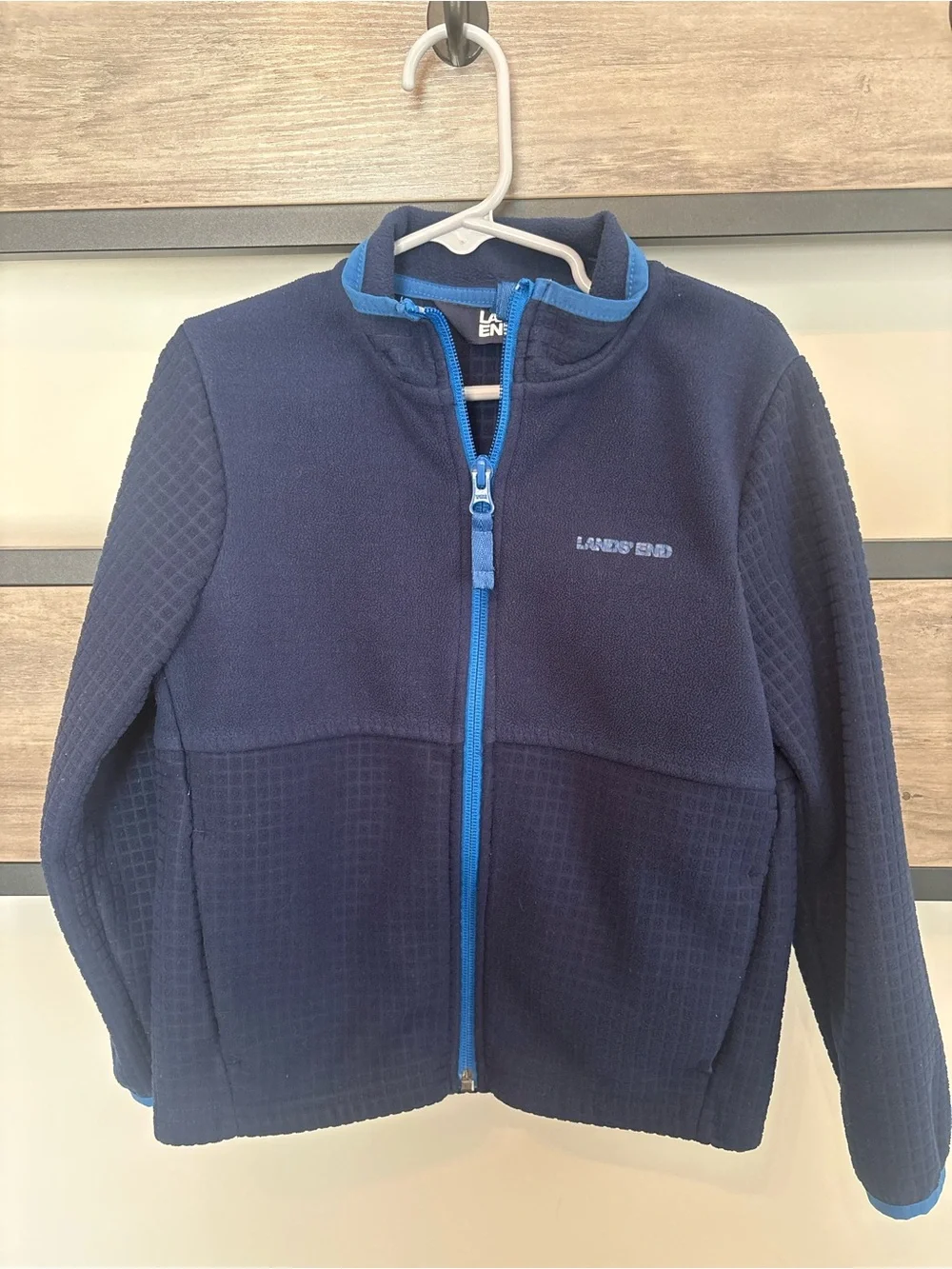 Lands’ End Kids Fleece Jacket Youth XS 4-5 Navy Blue Full Zip Lightweight Coat